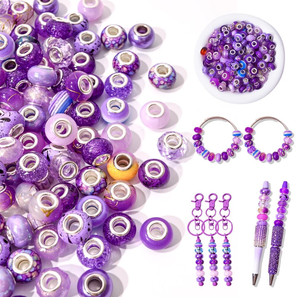 7360 220 Pcs Beads for Pens - European Craft Large Hole Beads - Elegant
